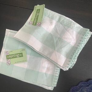 The Spring Shop Mint and White Buffalo-Check Napkin Pair